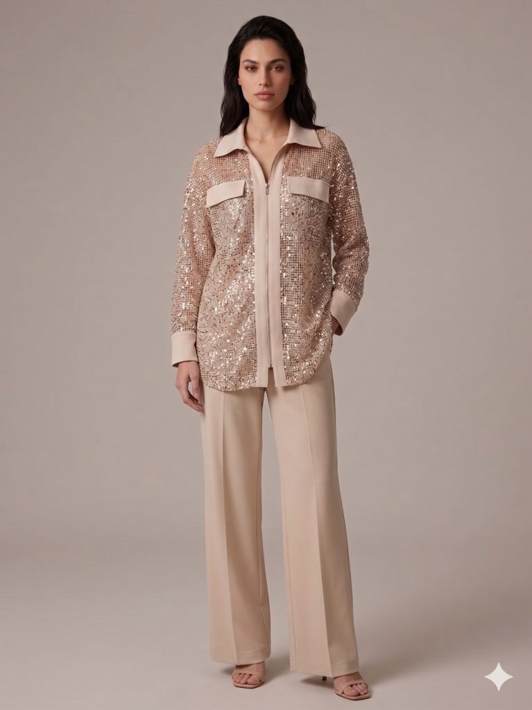 GİLDA Cep Kapaklı Pullu Fileli İç Bluzlu Tunik 40367 - TAŞ