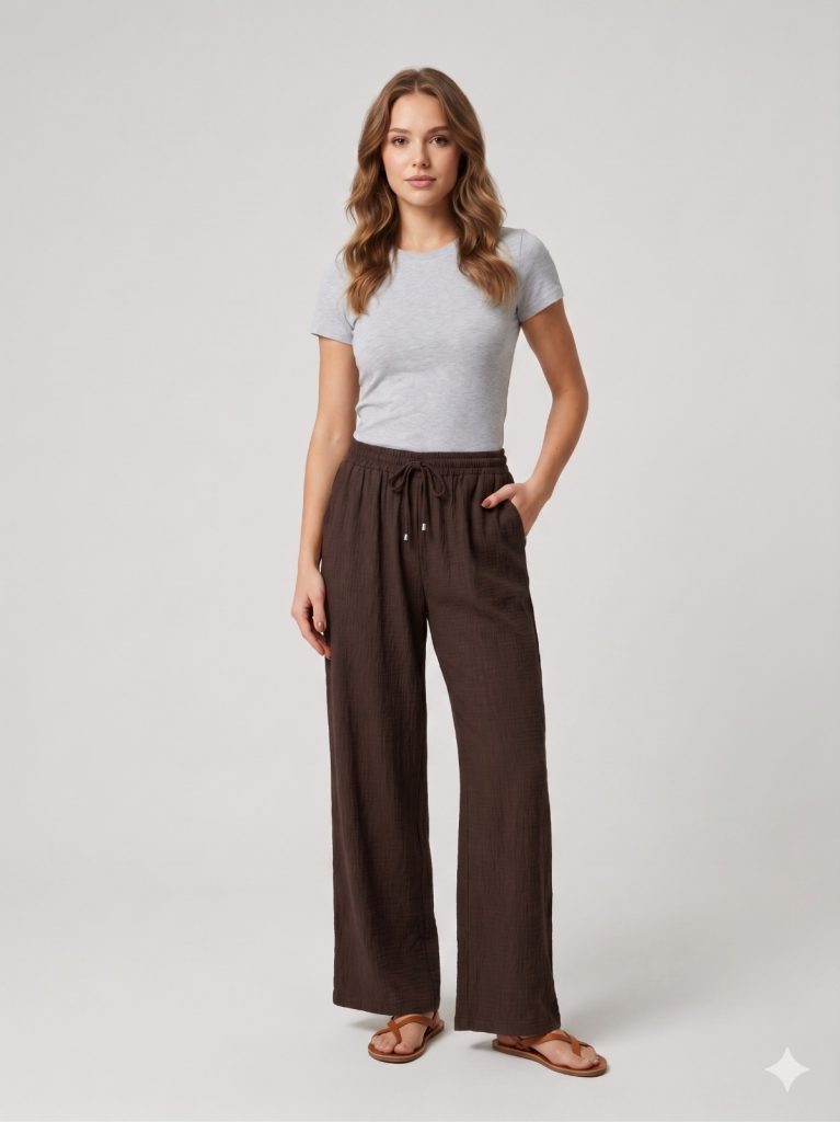 EKOL Rahat Kesim Pantolon 1584 - kakao