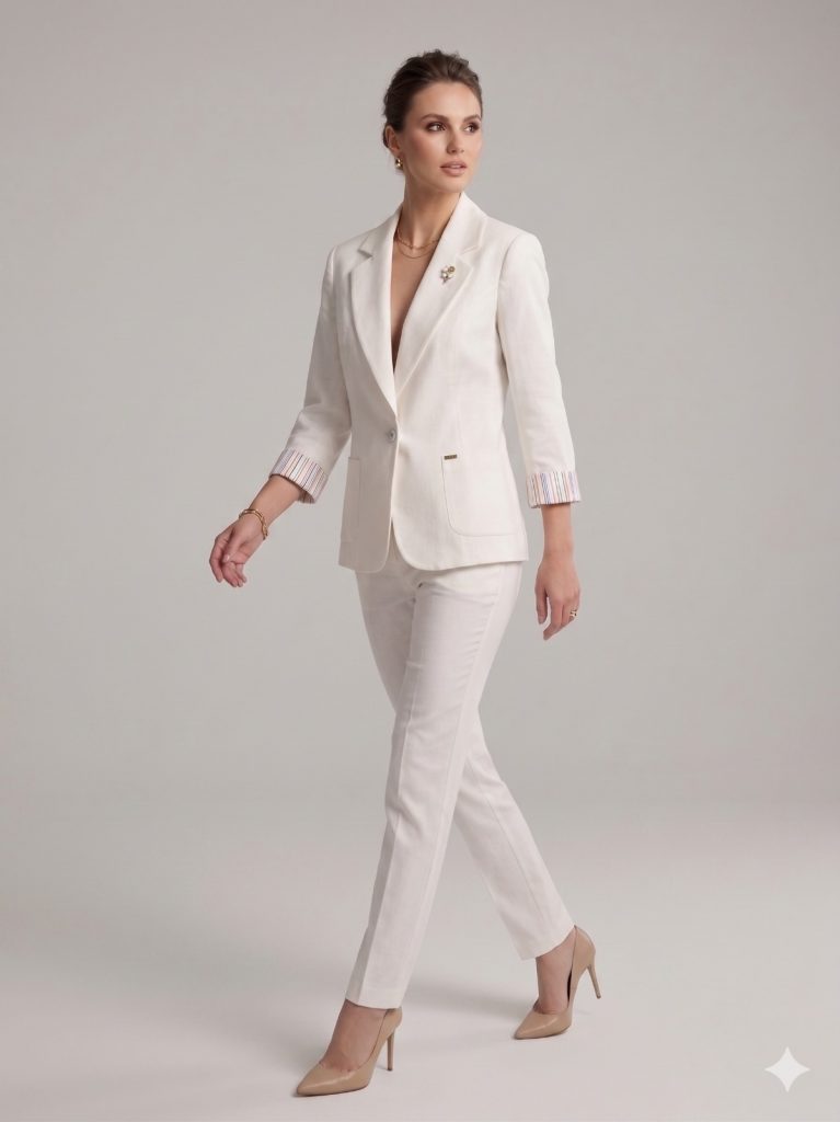 BABİLON Yarım Kol Cep Detaylı Ceket 7728 - Beyaz