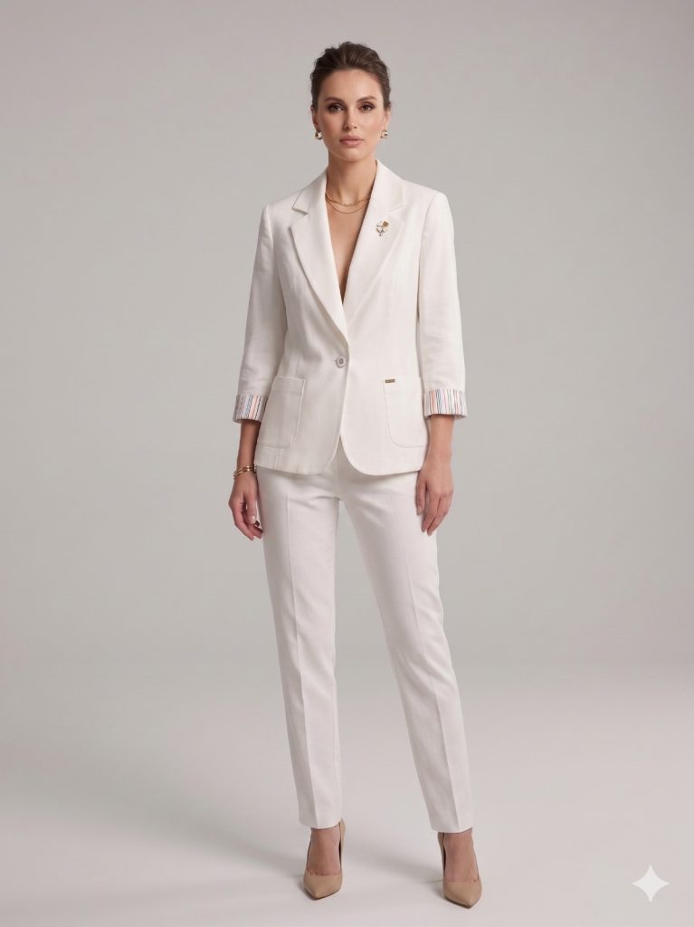 BABİLON Yarım Kol Cep Detaylı Ceket 7728 - Beyaz