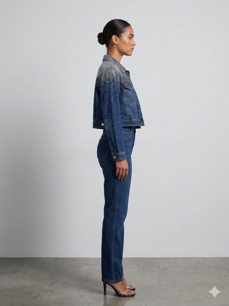 BEROSH Taş İşlemeli Ceket T820 - MAVİ