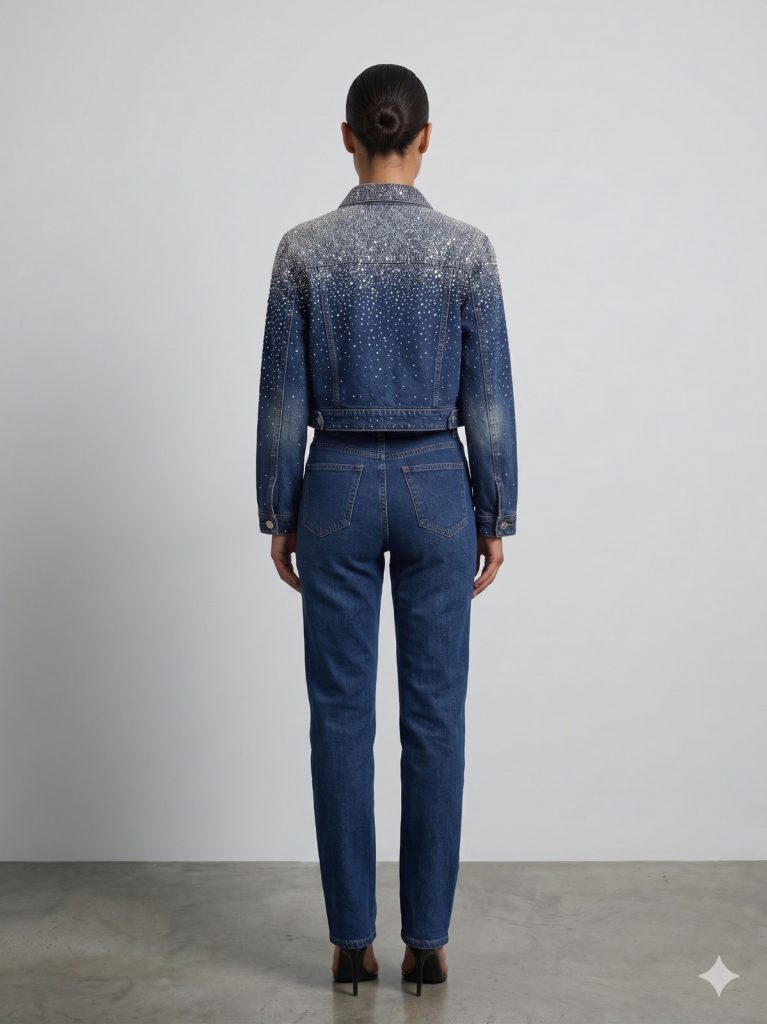 BEROSH Taş İşlemeli Ceket T820 - MAVİ