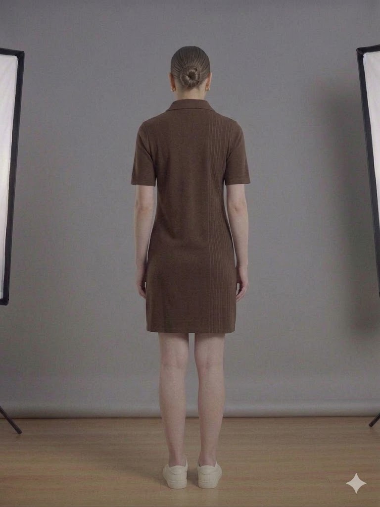 TOLGA SARAÇOĞLU Gold Düğme Detaylı Kısa Kollu Elbise 40181 - kahve