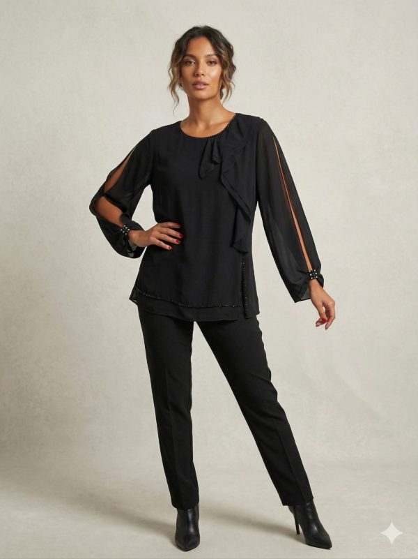 ALBA DALİDA Taş İşlemeli Şık Bluz 51502