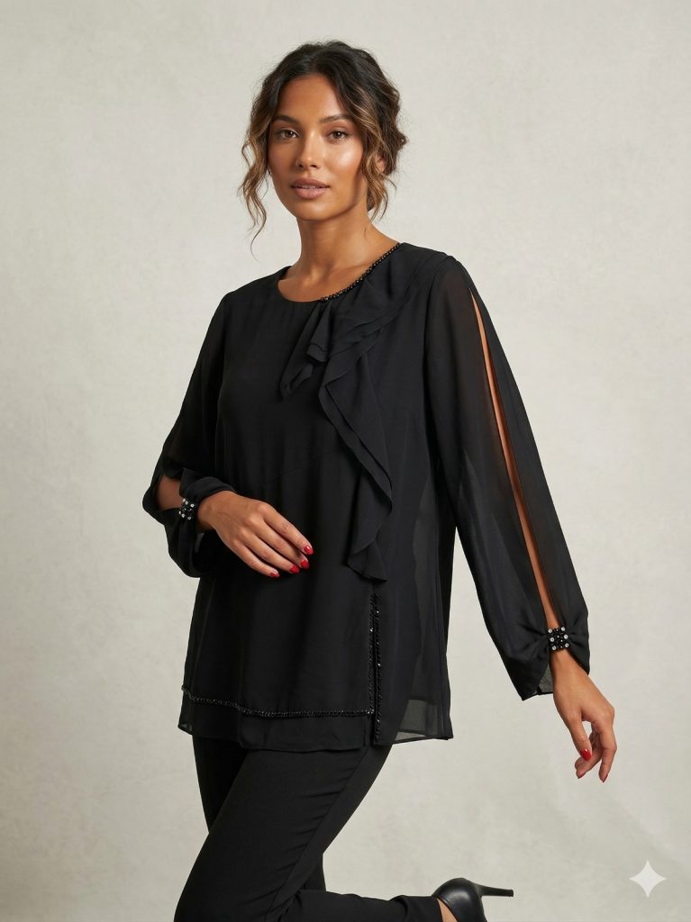 ALBA DALİDA Taş İşlemeli Şık Bluz 51502