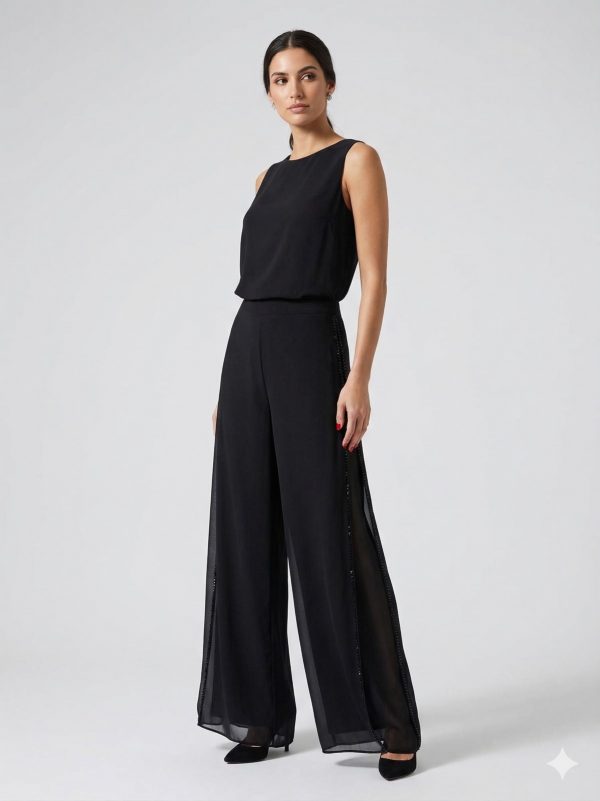 ALBA DALİDA Şifon Detaylı Yanları Taşlı Pantolon 51301