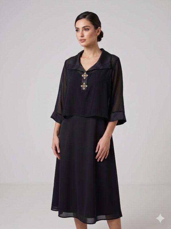 ALBA MARDİ Yaka Aksesuar Detaylı 2 Lİ Elbise 2406