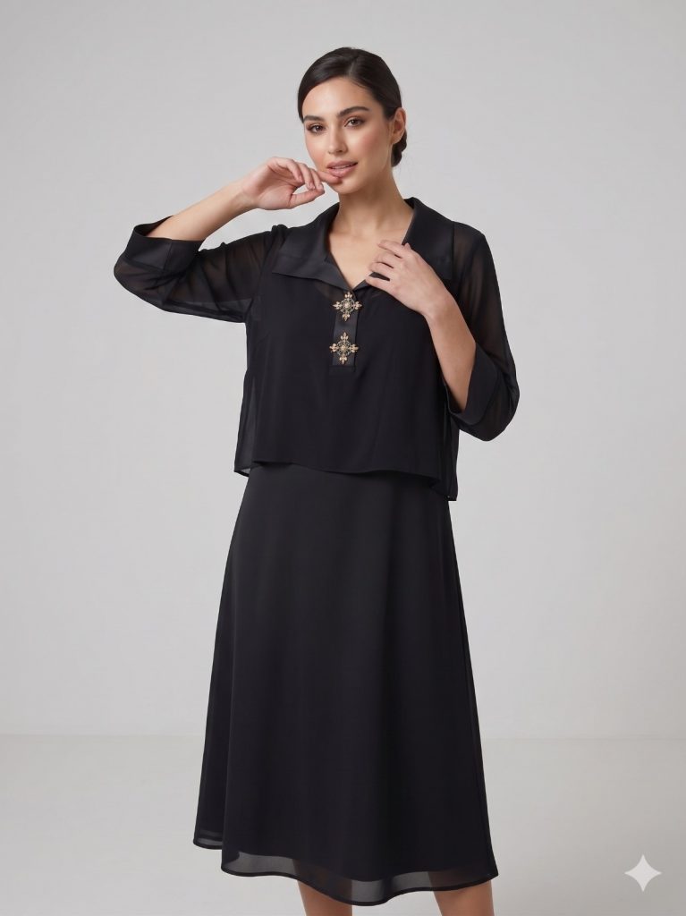 ALBA MARDİ Yaka Aksesuar Detaylı 2 Lİ Elbise 2406