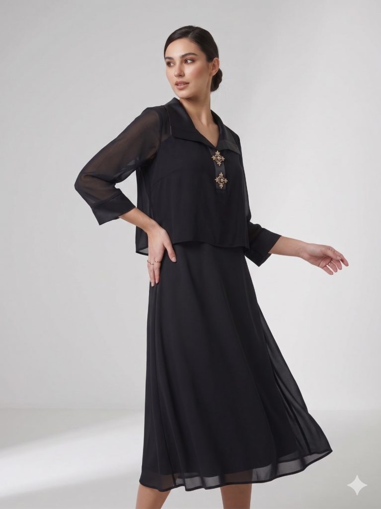 ALBA MARDİ Yaka Aksesuar Detaylı 2 Lİ Elbise 2406