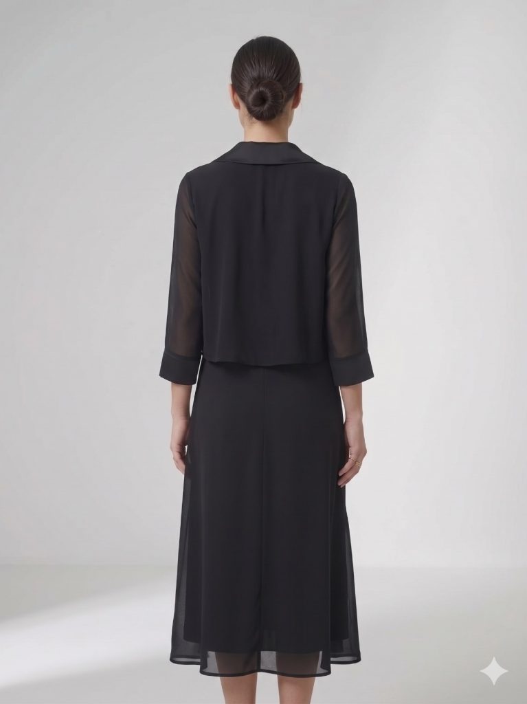 ALBA MARDİ Yaka Aksesuar Detaylı 2 Lİ Elbise 2406 - Siyah