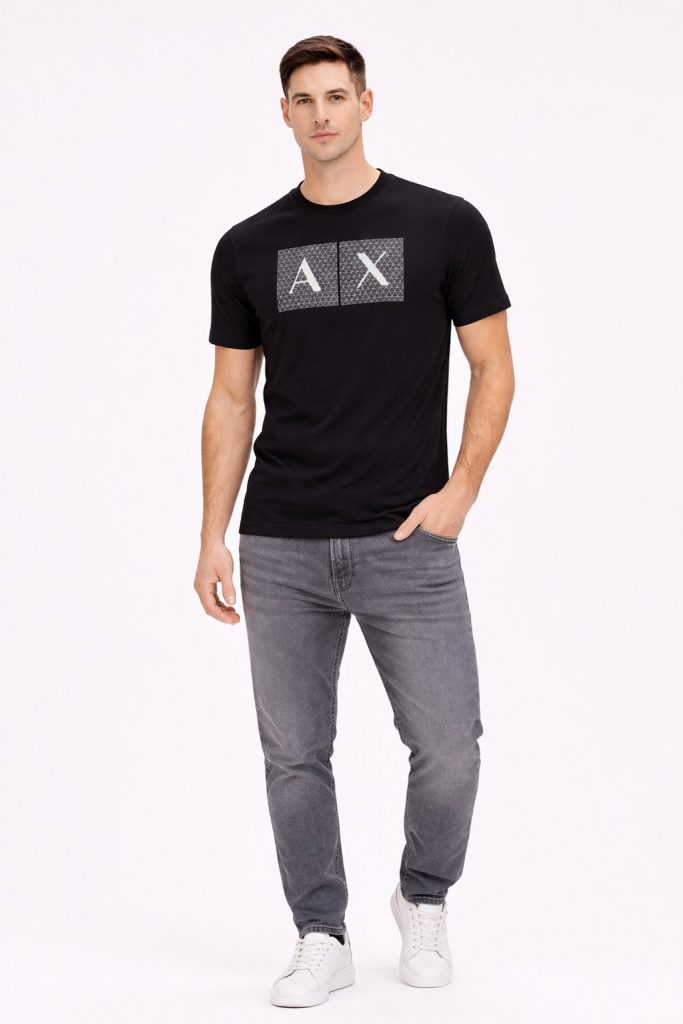 ARMANİ Erkek Sıfır Yaka T-shırt 8NZTCKZ8H4Z - Siyah