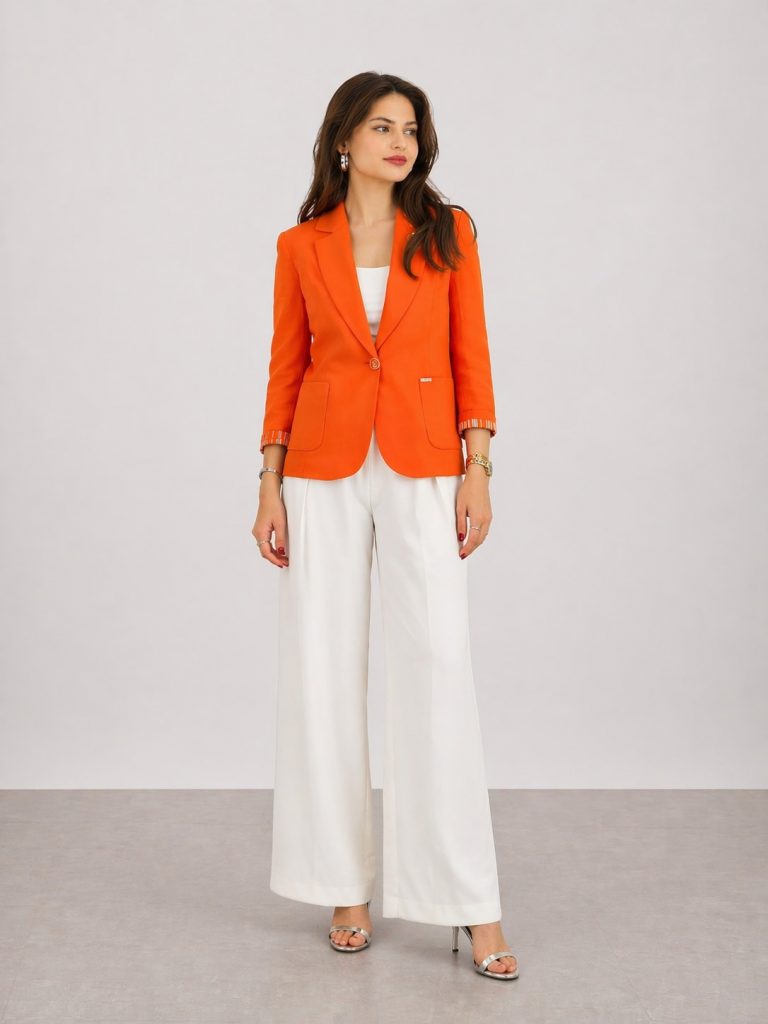 BABİLON Yarım Kol Cep Detaylı Ceket 7728 - oranj