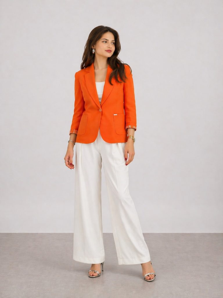 BABİLON Yarım Kol Cep Detaylı Ceket 7728 - oranj