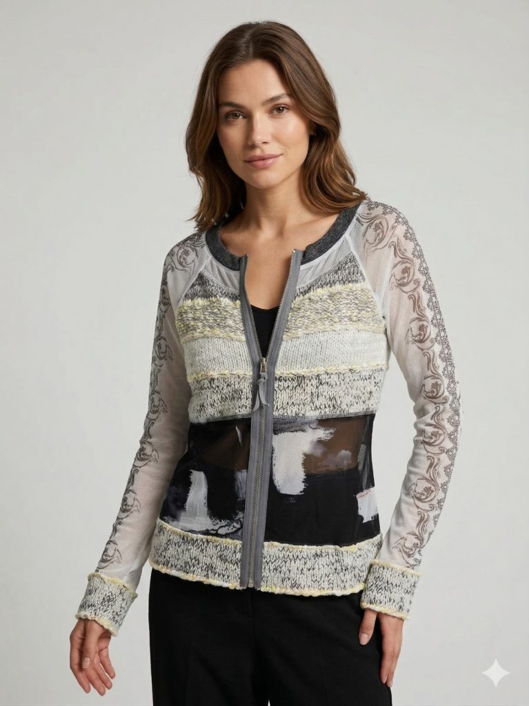 BDK Parçalı Kumaş Hırka  3361F - GRİ