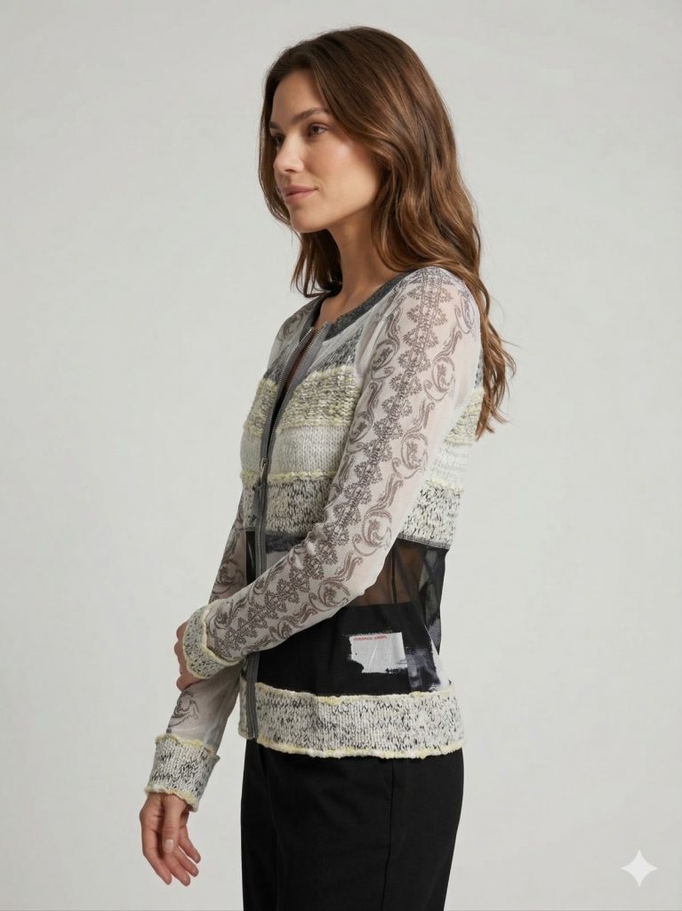 BDK Parçalı Kumaş Hırka  3361F - GRİ