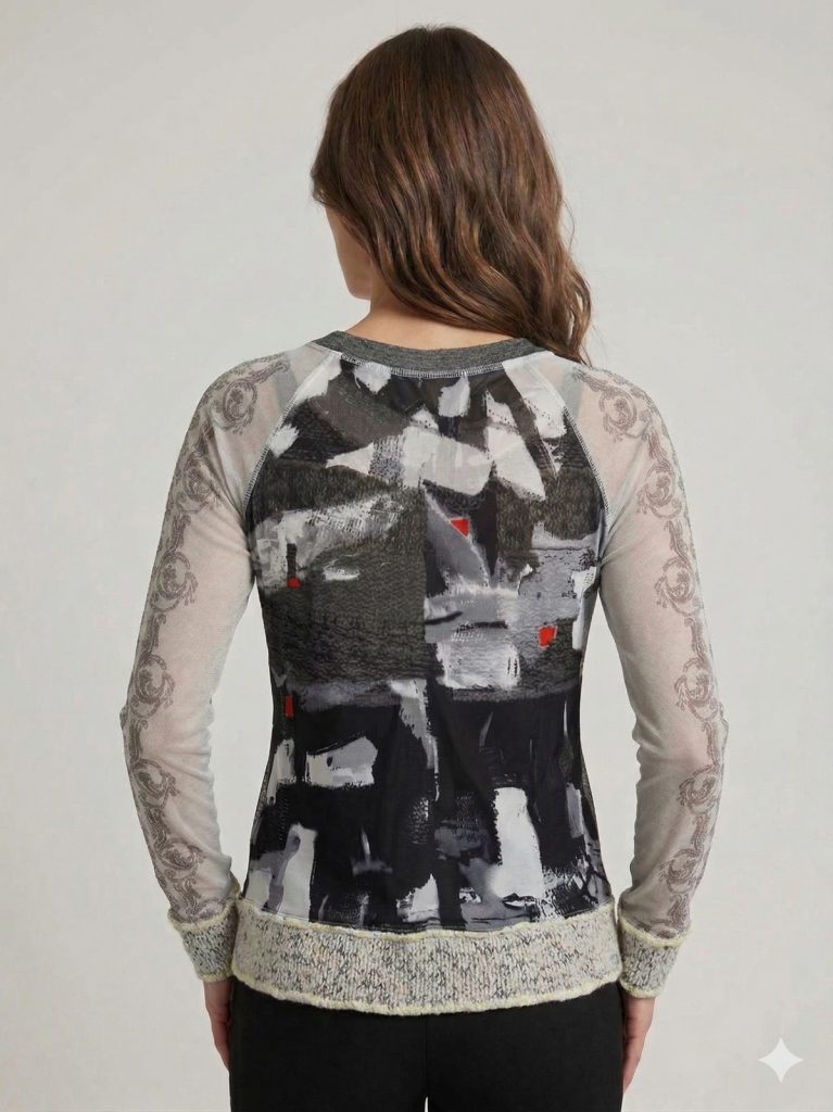 BDK Parçalı Kumaş Hırka  3361F - GRİ