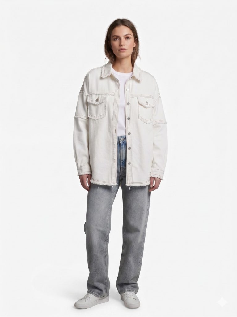 BDK Göğüs Cep Detaylı Ceket 0803 - Beyaz