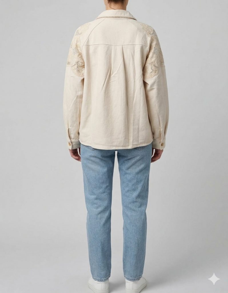 BDK Düğme Kapamalı İşlemeli Kot Gömlek 3547