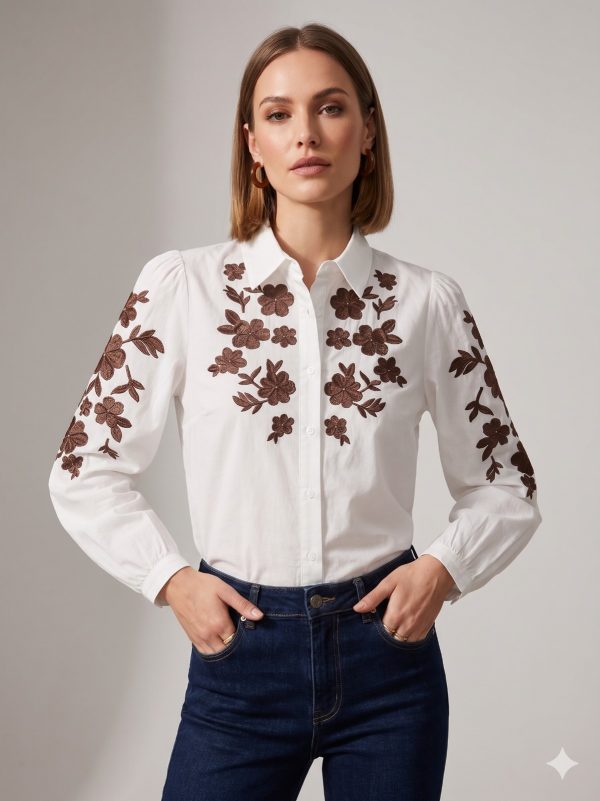 BDK Çiçek İşleme Detaylı Gömlek 7571