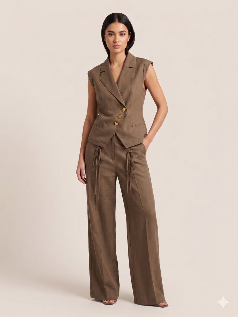 BEETHOVEN CHOCOLATE Özel Tasarım Düğmeli Kruvaze 2Lİ Takım 30692