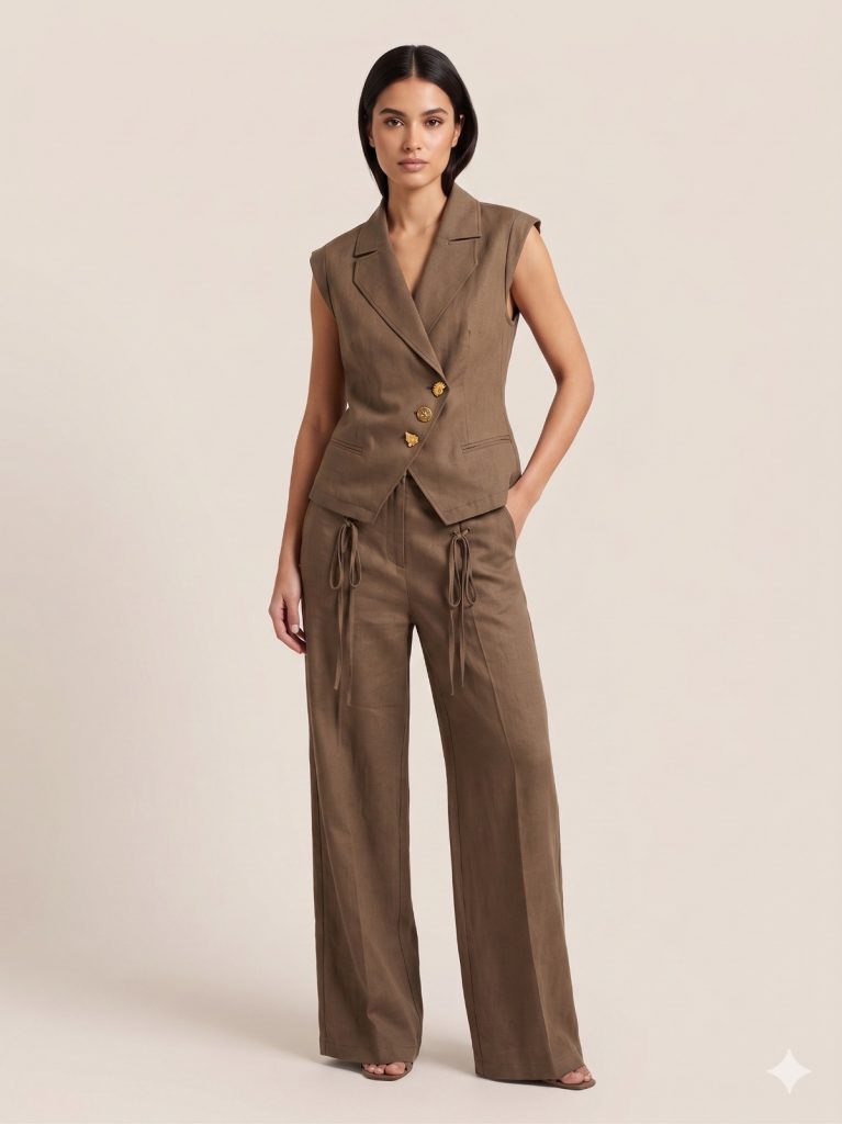 BEETHOVEN CHOCOLATE Özel Tasarım Düğmeli Kruvaze 2Lİ Takım 30692