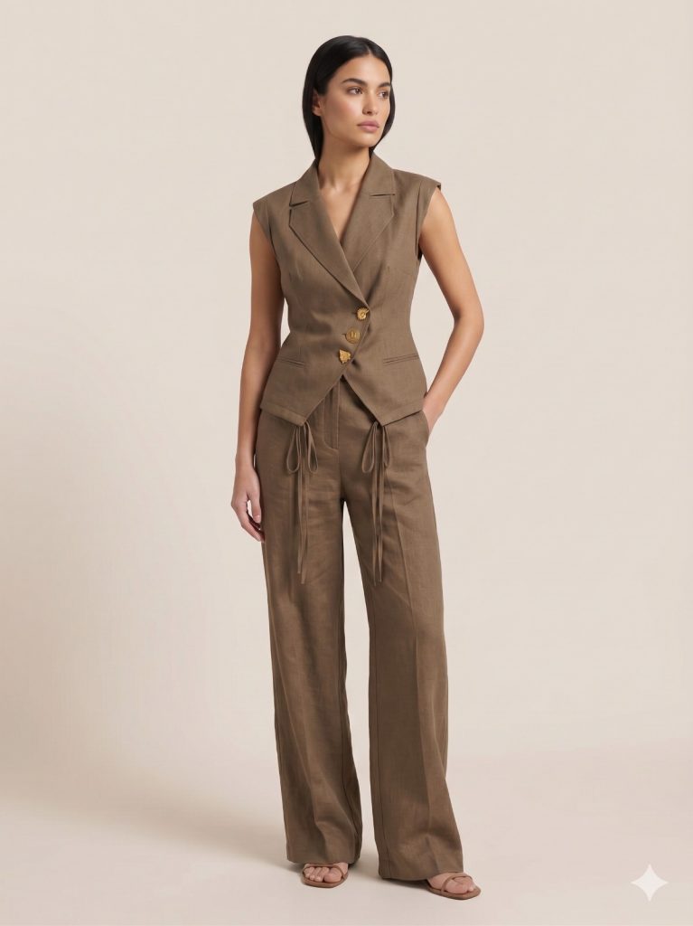 BEETHOVEN CHOCOLATE Özel Tasarım Düğmeli Kruvaze 2Lİ Takım 30692 - HAKİ