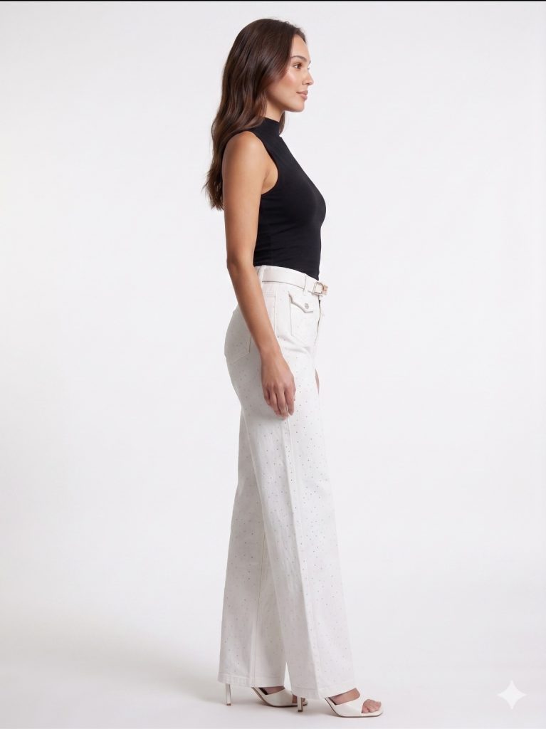 BEETHOVEN Kemer Ve Cep Detaylı Pantolon 758101 - Beyaz