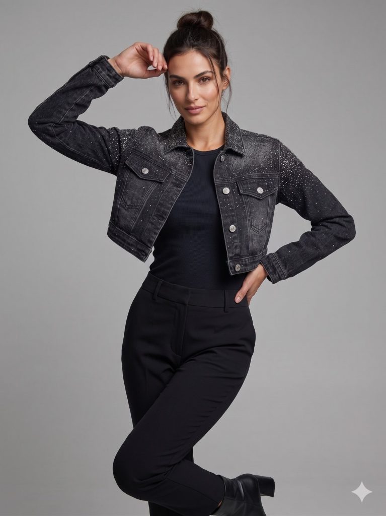 BEROSH Taş İşlemeli Ceket T820 - ANTRASİT