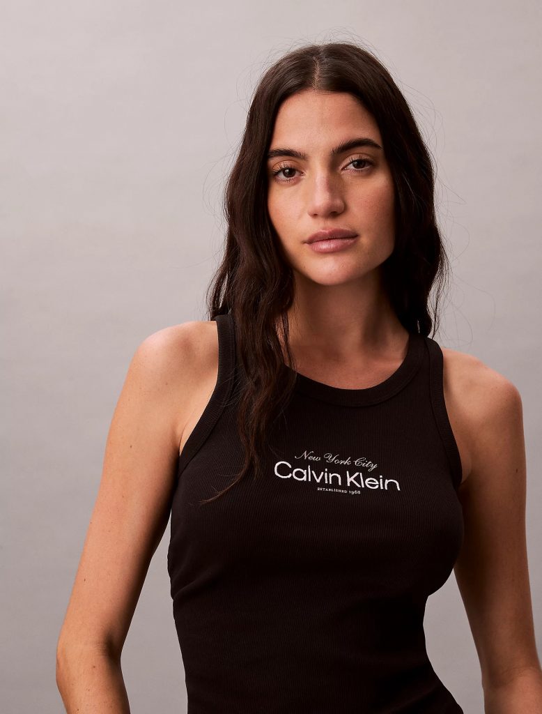 CALVİN KLEİN İnce Fitilli Pamuklu Askılı Bluz LV047F816GUB1 - Siyah