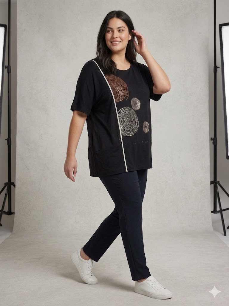 TOLGA SARAÇOĞLU Taş İşlemeli Desenli Bluz 11059 - Siyah