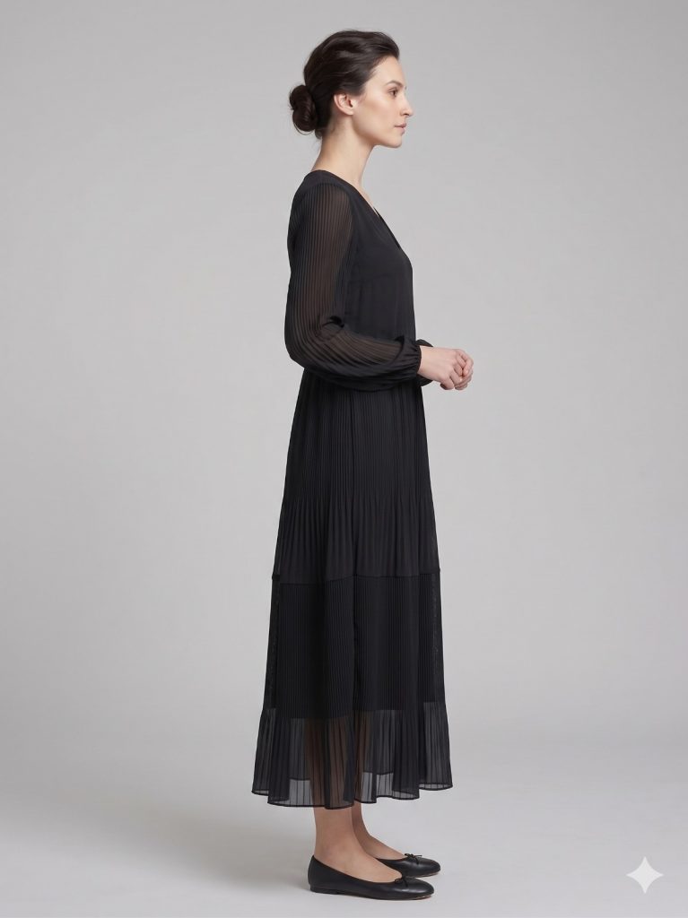 CENTİLMEN DOSSODOSSİ Pileli Elbise 7189 - Siyah