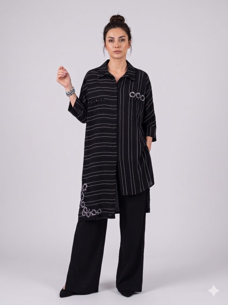 DARKMEN Çizgili Desenli 2'Li Takım 4021 - Siyah