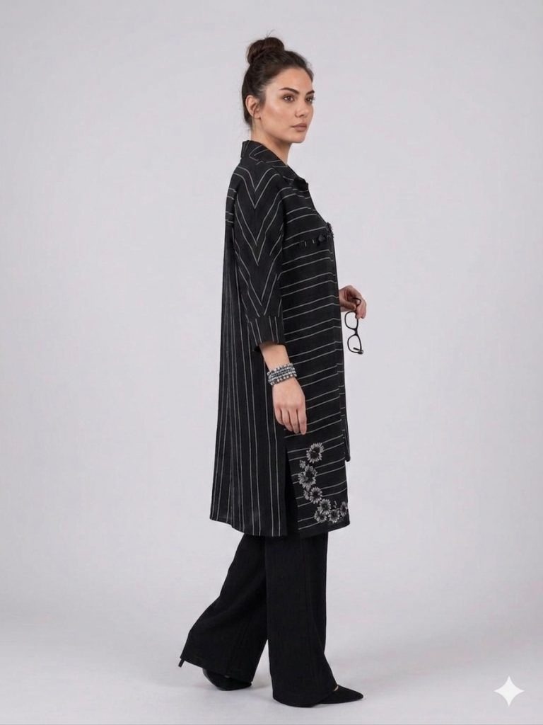 DARKMEN Çizgili Desenli 2'Li Takım 4021 - Siyah