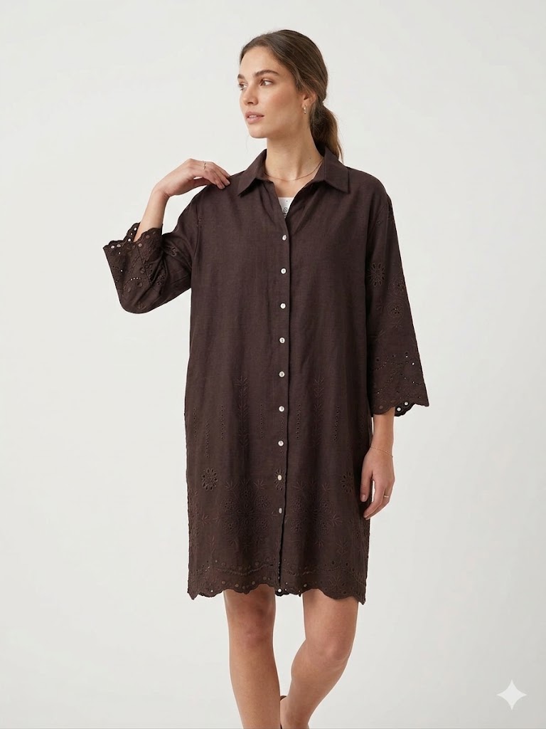 DARKMEN İşlemeli Elbise 4078 - kahve