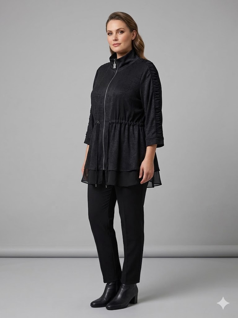 DE WHİTE Fermuar Aksesuarlı Tunik 62626 - Siyah