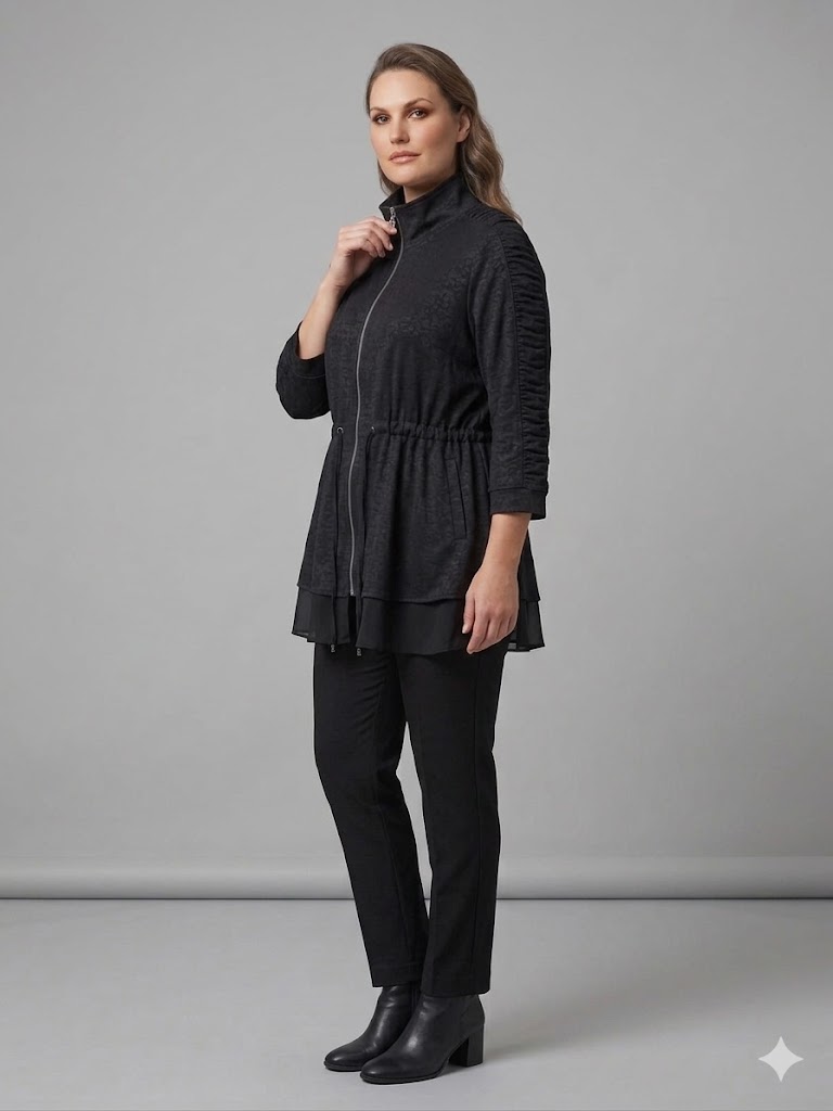 DE WHİTE Fermuar Aksesuarlı Tunik 62626 - Siyah