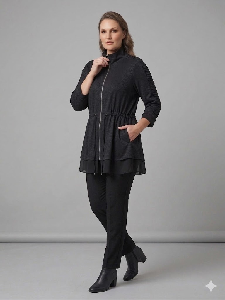 DE WHİTE Fermuar Aksesuarlı Tunik 62626 - Siyah