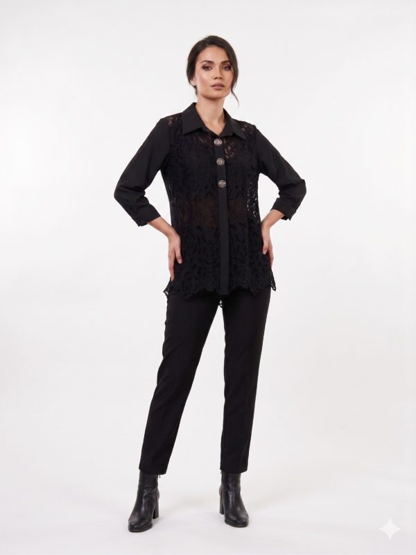 DE WHİTE'S Dantel Detaylı Gömlek 42617