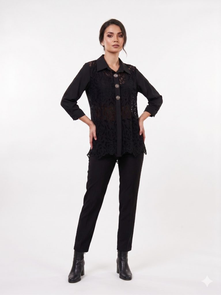 DE WHİTE'S Dantel Detaylı Gömlek 42617