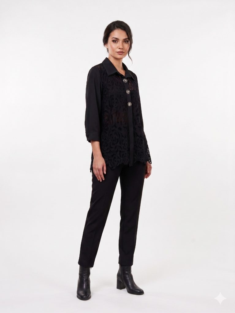 DE WHİTE'S Dantel Detaylı Gömlek 42617