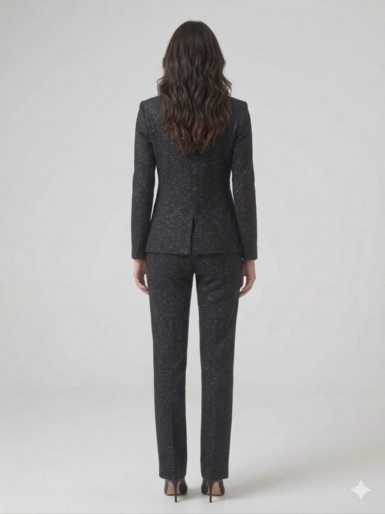 DE WHİTE'S Simli Kumaş Bol Paça Pantolon 22610 - Siyah