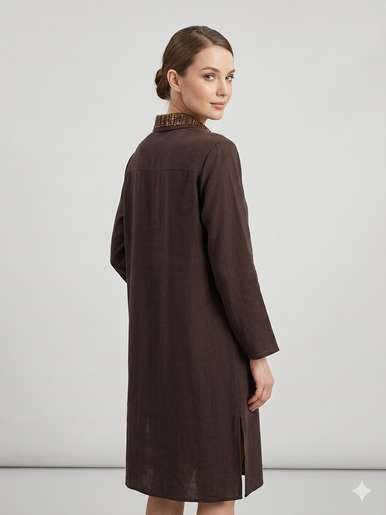 FEMİNA Boncuk İşlemeli Tunik 64440 - kahve