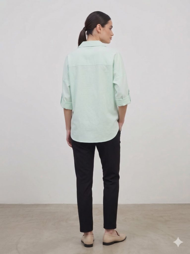 DOSSO DOSSİ ARAS Göğüs Cep Detaylı Düğmeli Bluz 13675 - mint