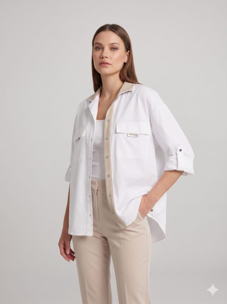 DOSSO DOSSİ ARAS Göğüs Cep Detaylı Bluz 14004 - BEJ