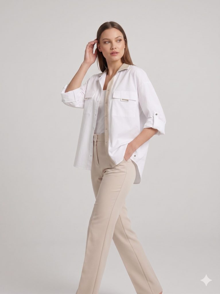 DOSSO DOSSİ ARAS Göğüs Cep Detaylı Bluz 14004 - BEJ