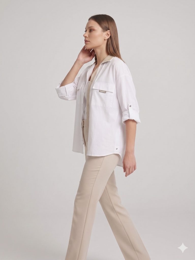 DOSSO DOSSİ ARAS Göğüs Cep Detaylı Bluz 14004 - BEJ