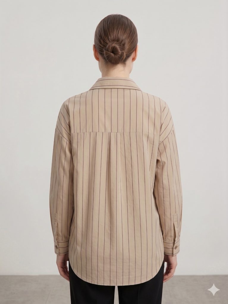 DOSSO DOSSİ ARAS Çizgili Göğüs Cep Detaylı Gömlek 13815 - BEJ