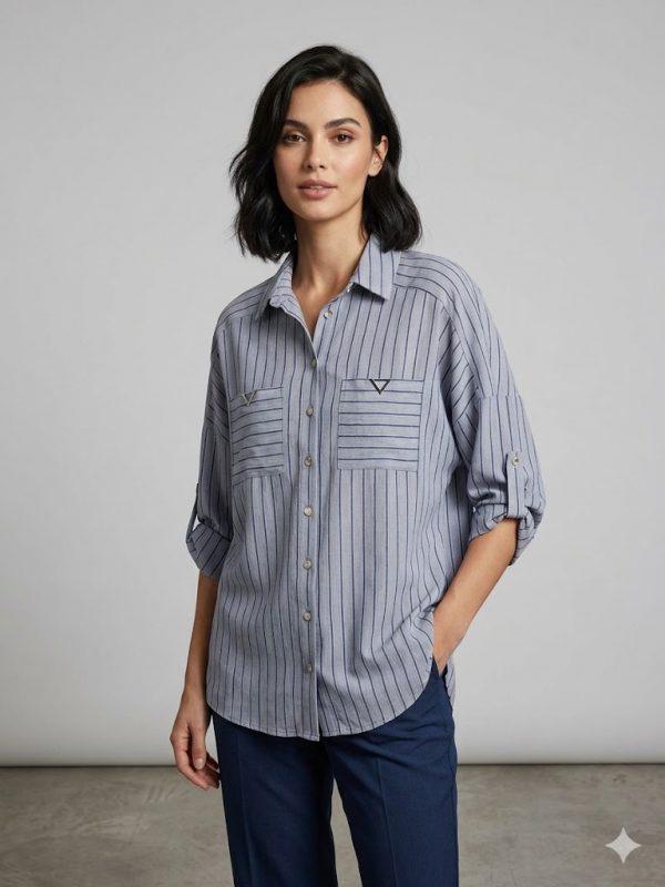 DOSSO DOSSİ Kol Katlamalı Göğüs Cep Detaylı Gömlek 13974