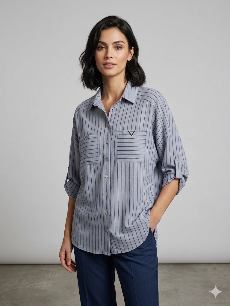 DOSSO DOSSİ Kol Katlamalı Göğüs Cep Detaylı Gömlek 13974