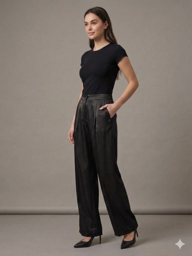 DOSSO DOSSİ FİMORE Saten Pantalon 2830 - Siyah